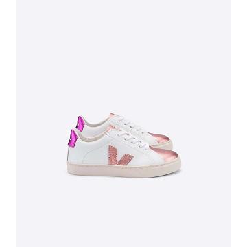 Veja ESPLAR LEATHER Tornacipő Gyerek White/Pink/Purple | HU 809PJJ